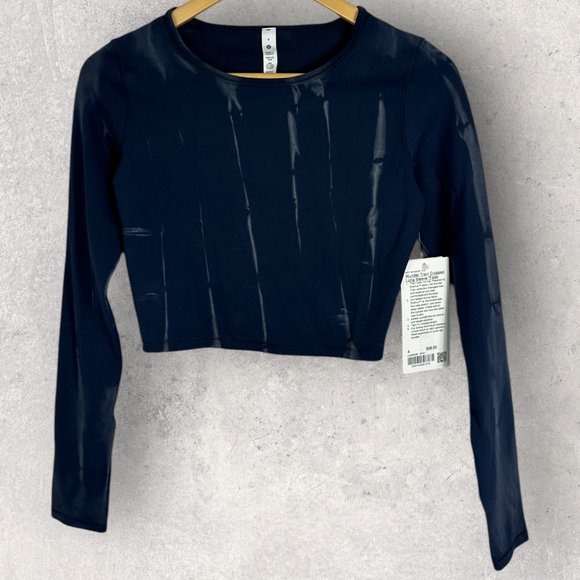 NWT Lululemon Wunder Train Cropped Long Sleeve Shirt Navy Womens Size 4 Top Blue - Picture 14 of 16